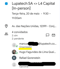 Convite de reunião a pedido da Lupatech, no dia 20/05/2025.