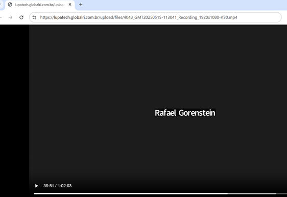 Print da tela da teleconferência de resultados da Lupatech, no dia 15/05/2025, em que Rafael Gorenstein elogiou o laudo da L4 Capital.